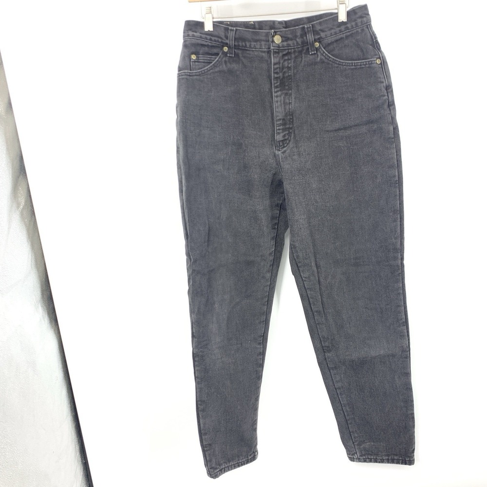 LL Bean Women Size 14 Jeans‎ Black Vintage 90s Flannel Lined Pants Straight